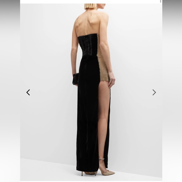 Santa Brands Crystal Velvet Strapless Slit Gown - Picture 5 of 8